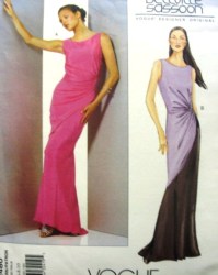 2480  VOGUE SASSOON SLEEVELESS DRAPED FLOOR DRESS, TRAIN PATTERN 6-10,12-16, 18-22 CHOICE UNCUT
